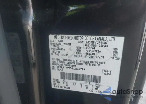 2004 Ford F-150 Heritage Xl/Xlt from USA, damaged, VIN 2FTRF17W04CA42799